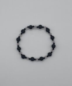 Bracciale in Pietra Lavica, Ossidiana e Quarzo Rosa