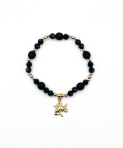 Bracciale in Polvere di Lava e Ossidiana con Ciondolo Trinacria