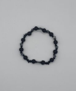 Bracciale con Pietre di Lava da 6mm, Ossidiana e Stelle in Ematite
