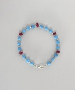 Bracciale con Cuori in Pasta di Turchese e Corallo Bambù Spezzato