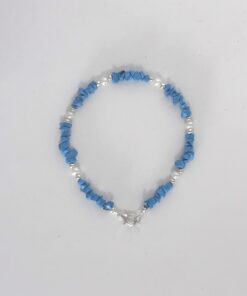 Bracciale in Scaglie di Pasta di Turchese e Cristallo Sfaccettato Blu